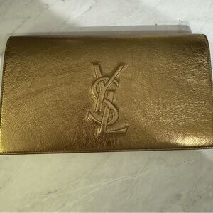 Yves Saint Laurent Metallic Gold envelope clutch